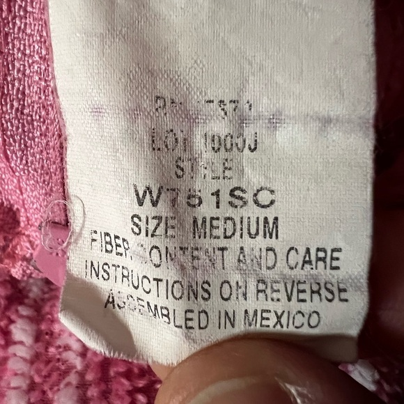 STAN HERMAN WOMEN’S TERRY CLOTH SHORT ROBE SIZE MEDIUM PINK WITH WHITE STRIPES - Picture 13 of 16